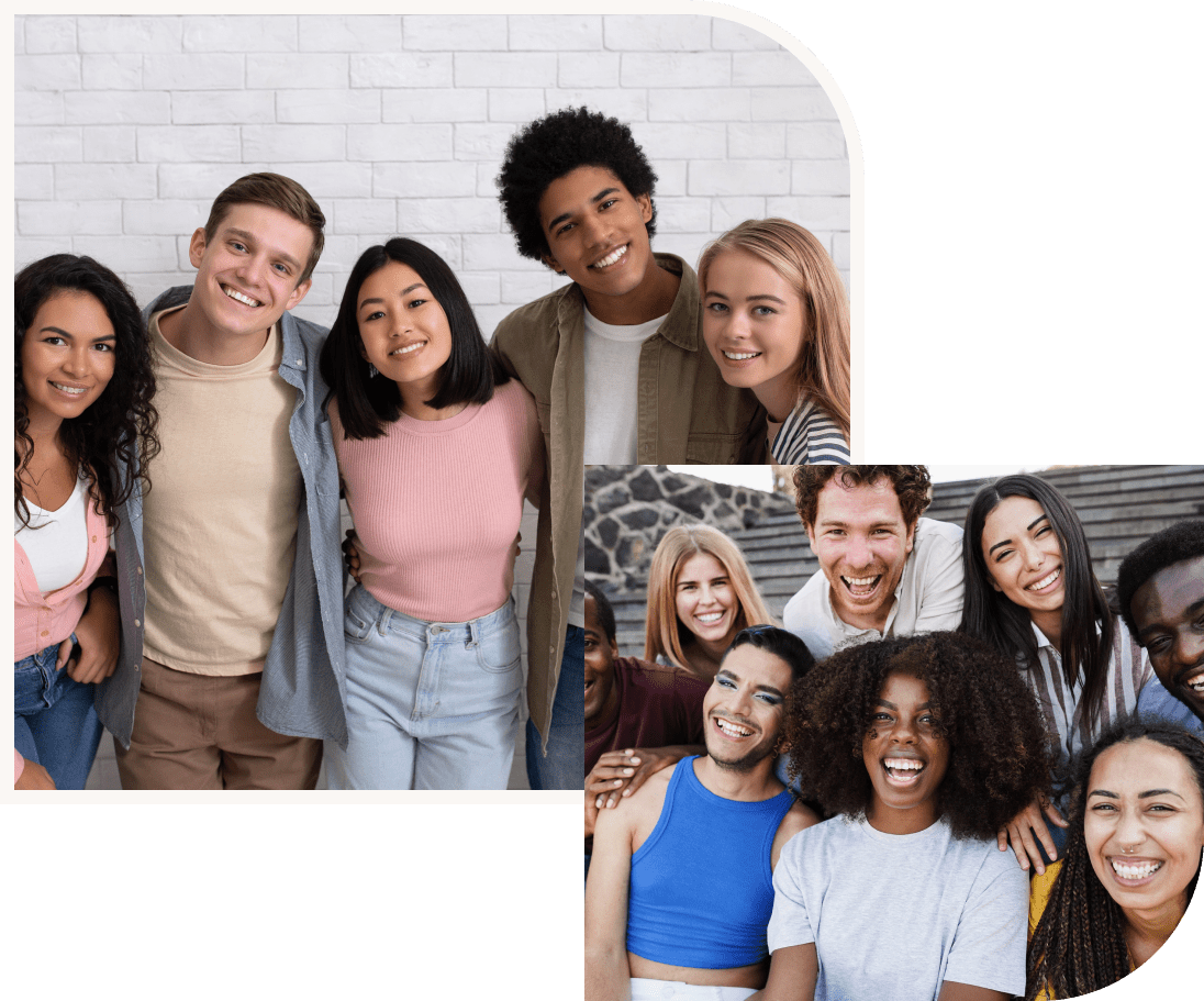A group of people that are smiling together.